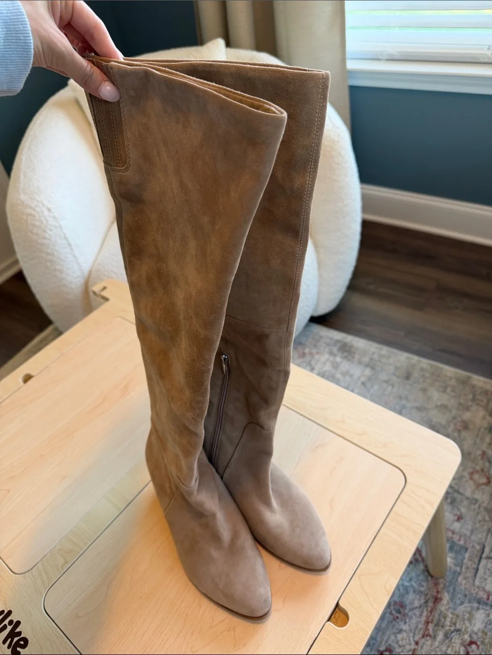 Vince Camuto Over-the-Knee Suede Boots in Taupe